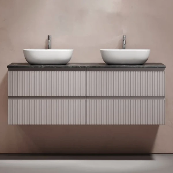 Тумба с раковиной Sancos Snob T 140 doha soft, столешница черный мрамор TT140A1X, раковина CN6009