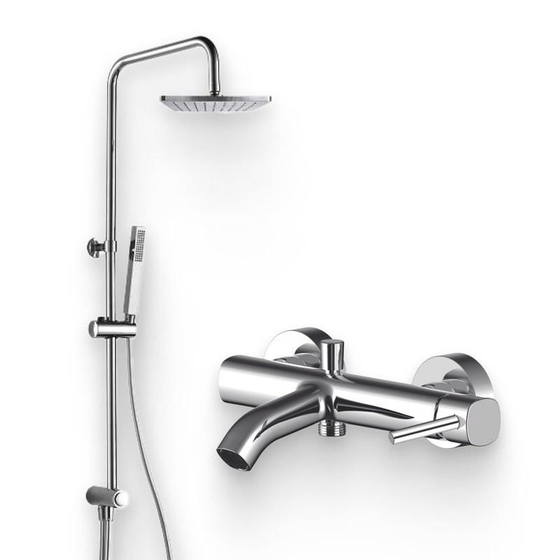 Душевой комплект Смеситель Aquanet Minima AF130-20C + Стойка Practic AF100-70-S-C