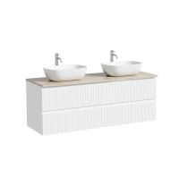 Тумба с раковиной Sancos Snob R 140 bianco, столешница бежевая TT140A2X, раковина CN6009