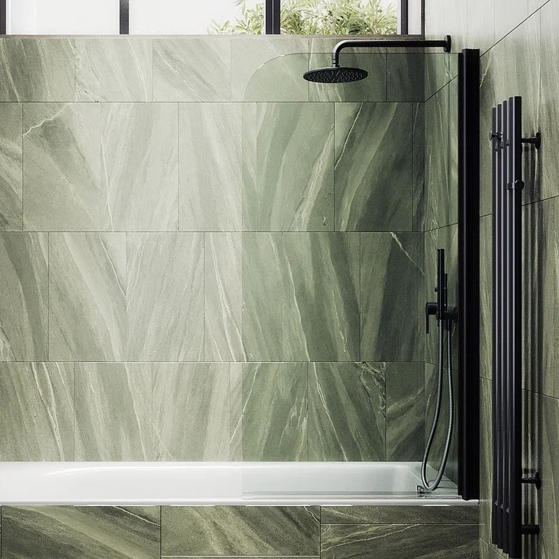 Шторка на ванну Maybahglass MGV-598-6 60x140, профиль черный, стекло прозрачное