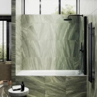 Шторка на ванну Maybahglass MGV-598-6 60x140, профиль черный, стекло прозрачное