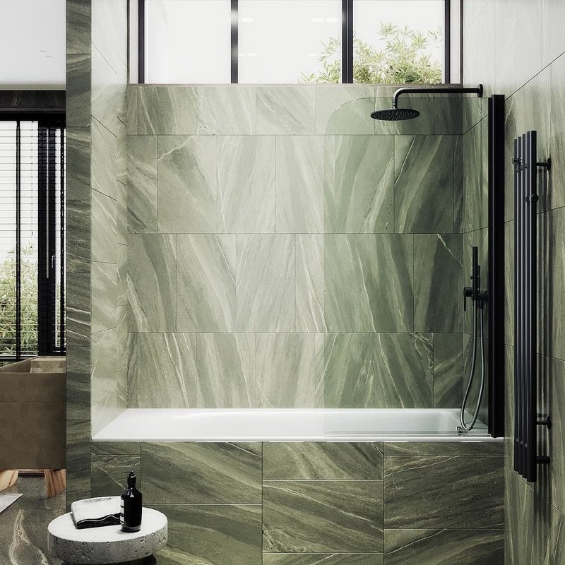 Шторка на ванну Maybahglass MGV-598-6 60x140, профиль черный, стекло прозрачное