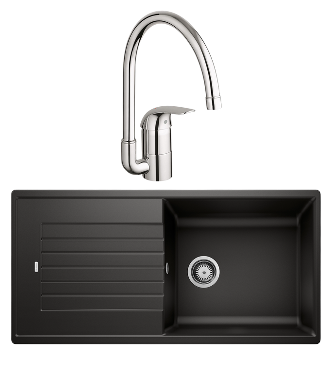 Комплект Мойка Blanco Zia XL 6S 526024 черная + Смеситель Grohe Euroeco