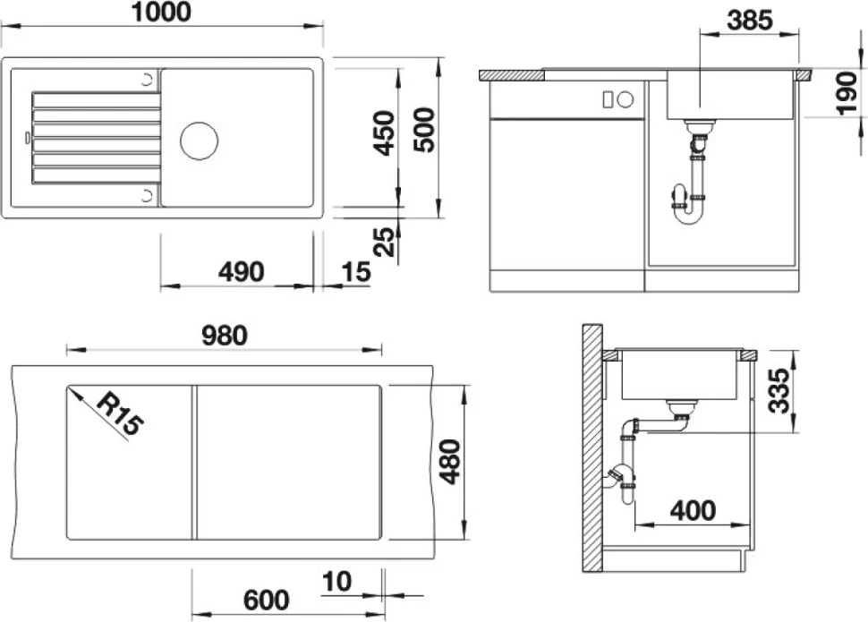 Комплект Мойка Blanco Zia XL 6S 526024 черная + Смеситель Grohe Euroeco