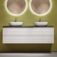 Тумба с раковиной Sancos Folk 160 bianco, столешница черный мрамор TT160A1X, раковина CN6009