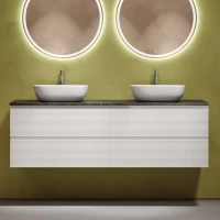 Тумба с раковиной Sancos Folk 160 bianco, столешница черный мрамор TT160A1X, раковина CN6009