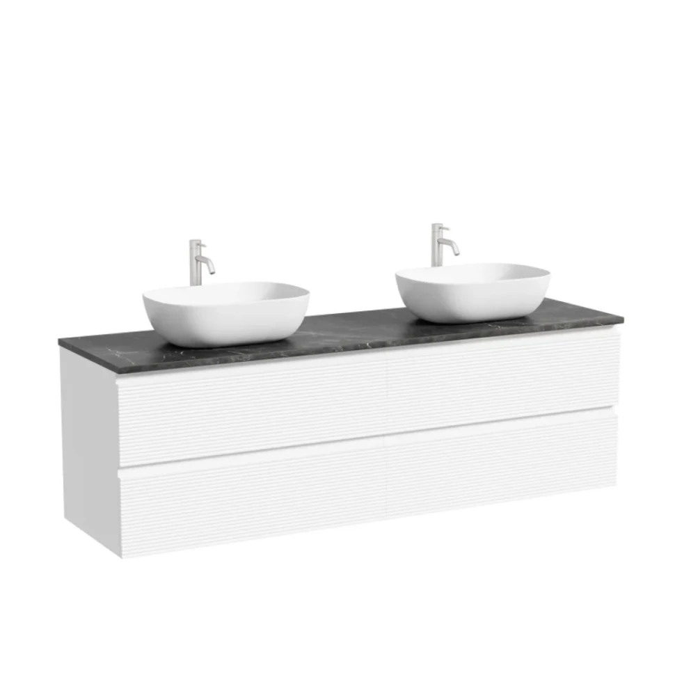 Тумба с раковиной Sancos Folk 160 bianco, столешница черный мрамор TT160A1X, раковина CN6009