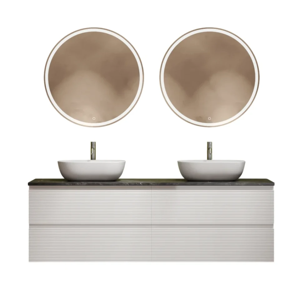 Тумба с раковиной Sancos Folk 160 bianco, столешница черный мрамор TT160A1X, раковина CN6009