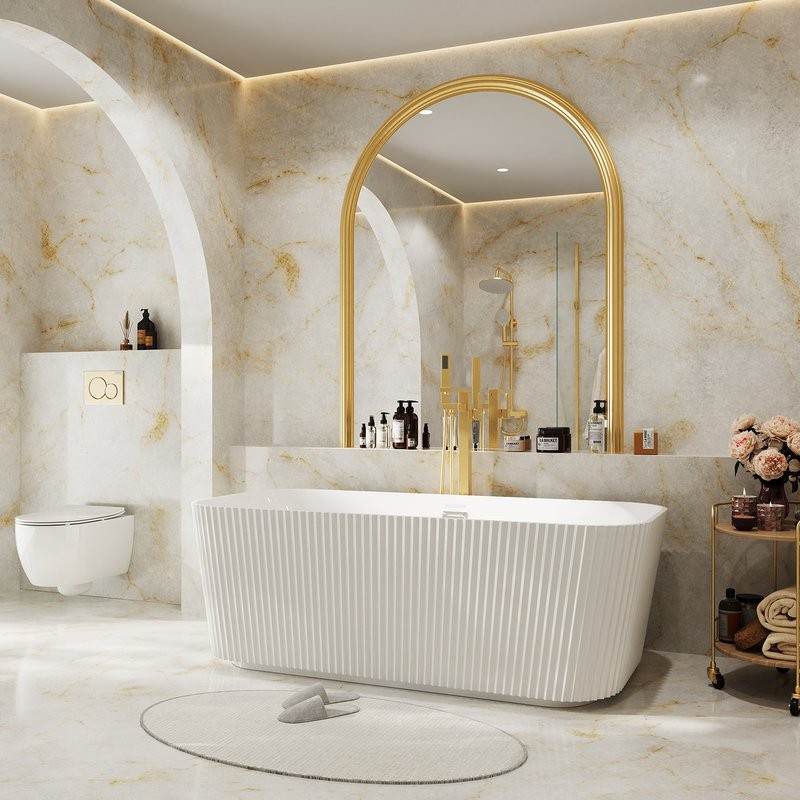 Акриловая ванна Grossman Cristal GR-2028F 170x75 см, отдельностоящая, белая, со сливом-переливом, с донным клапаном