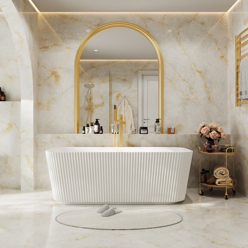 Акриловая ванна Grossman Cristal GR-2028F 170x75 см, отдельностоящая, белая, со сливом-переливом, с донным клапаном