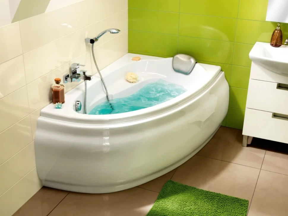 Акриловая ванна Cersanit Joanna R 140x90 см, угловая, правая, встраиваемая, ультрабелая, асимметричная, на ножках