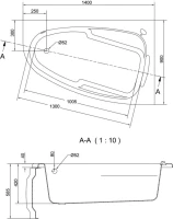 Акриловая ванна Cersanit Joanna R 140x90 см, угловая, правая, встраиваемая, ультрабелая, асимметричная, на ножках