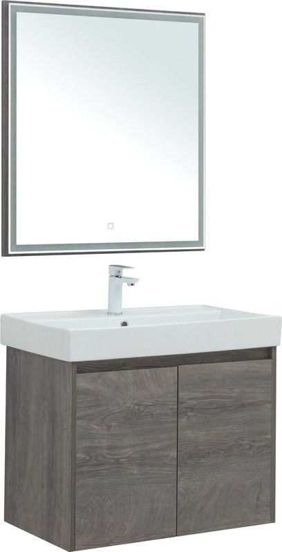 Тумба с раковиной Aquanet Nova Lite 75 дуб рошелье, с дверками
