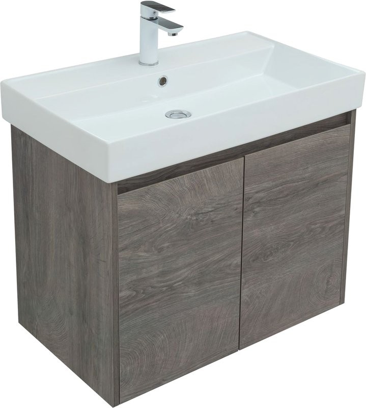 Тумба с раковиной Aquanet Nova Lite 75 дуб рошелье, с дверками