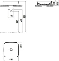 Накладная раковина Creavit Ultra UL040-00CB00E-0000 40 глянцевая белая, квадратная