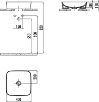 Накладная раковина Creavit Ultra UL040-00CB00E-0000 40 глянцевая белая, квадратная