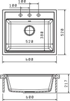 Комплект Мойка Florentina Липси 600 песочный + Измельчитель KUCHENSTERN Muhle