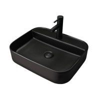 Накладная раковина GID Geometrico Bm9550 50 матовая черная, прямоугольная, фаянс, с 1 отверстием под смеситель