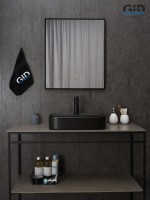 Накладная раковина GID Geometrico Bm9550 50 матовая черная, прямоугольная, фаянс, с 1 отверстием под смеситель