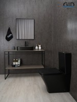 Накладная раковина GID Geometrico Bm9550 50 матовая черная, прямоугольная, фаянс, с 1 отверстием под смеситель