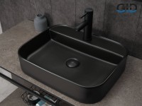 Накладная раковина GID Geometrico Bm9550 50 матовая черная, прямоугольная, фаянс, с 1 отверстием под смеситель