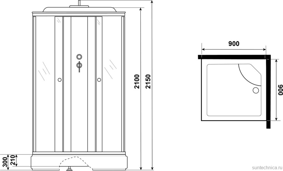 Душевая кабина Niagara Eco E90/26Q/TN 90х90 см
