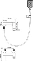 Смеситель для ванны с душем Wonzon & Woghand WW-88037068-MB матовый черный
