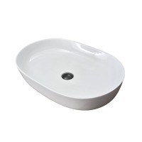 Накладная раковина GID Lago D1348 61 глянцевая белая, овальная, фаянс
