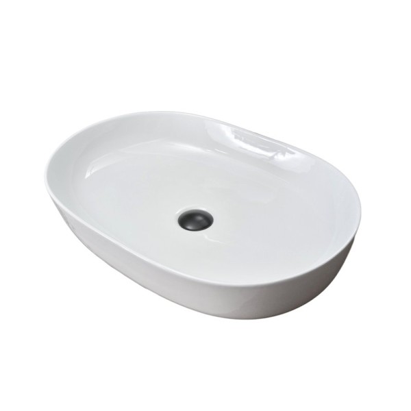 Накладная раковина GID Lago D1348 61 глянцевая белая, овальная, фаянс