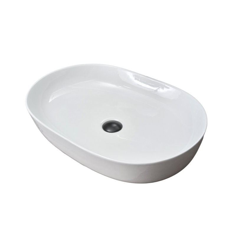 Накладная раковина GID Lago D1348 61 глянцевая белая, овальная, фаянс