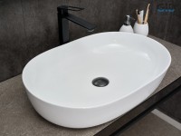 Накладная раковина GID Lago D1348 61 глянцевая белая, овальная, фаянс