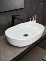 Накладная раковина GID Lago D1348 61 глянцевая белая, овальная, фаянс