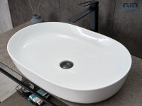 Накладная раковина GID Lago D1348 61 глянцевая белая, овальная, фаянс