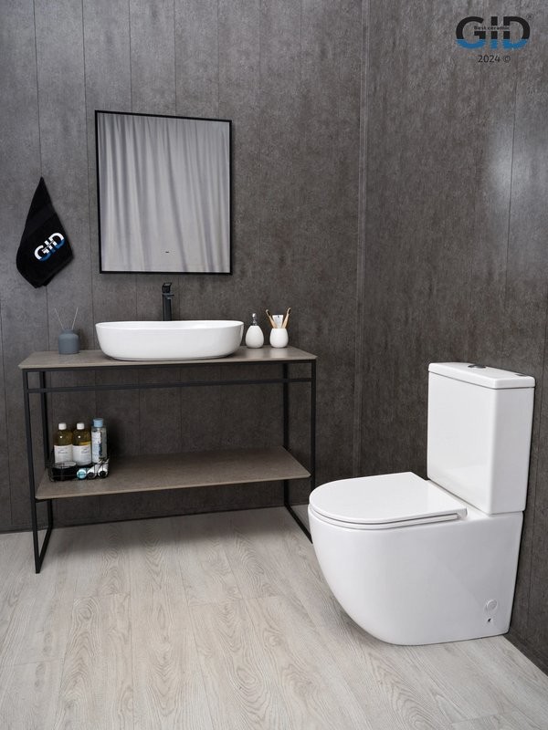 Накладная раковина GID Lago D1348 61 глянцевая белая, овальная, фаянс