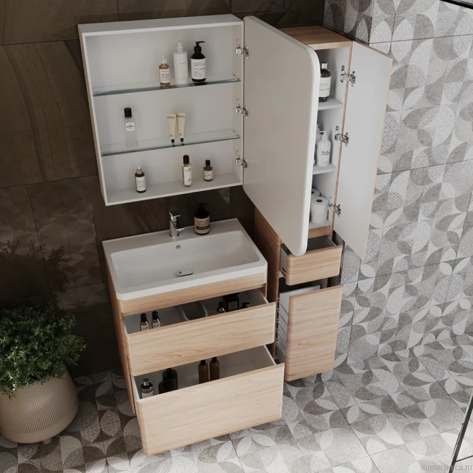Мебель для ванной комнаты Style Line Атлантика 70 Люкс Plus, напольная, ясень перламутр