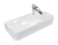 Накладная раковина Aquanet Comfort 326054 70 глянцевая белая, прямоугольная, искусственный камень, со столешницей, с 1 отверстием под смеситель