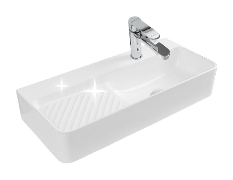 Накладная раковина Aquanet Comfort 326054 70 глянцевая белая, прямоугольная, искусственный камень, со столешницей, с 1 отверстием под смеситель