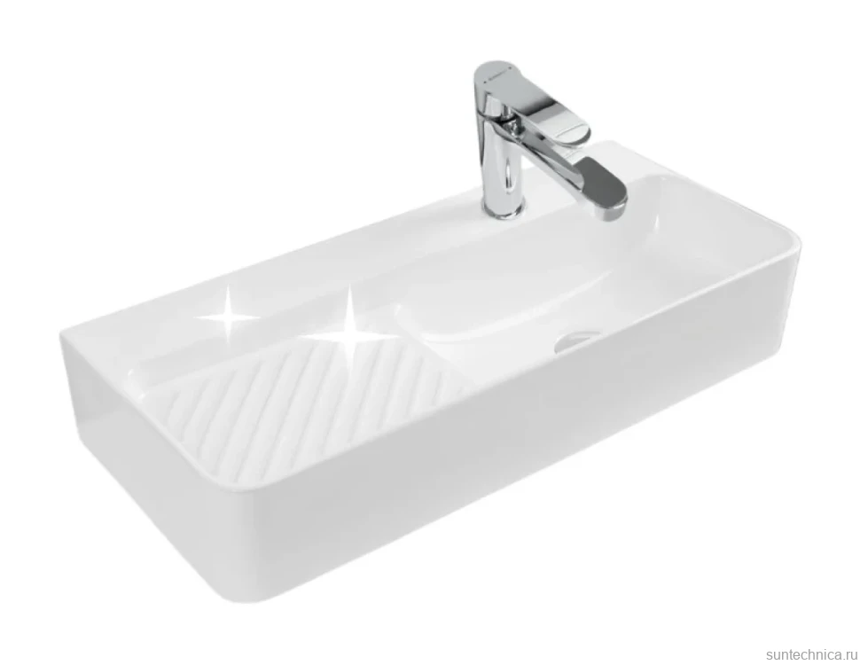 Накладная раковина Aquanet Comfort 326054 70 глянцевая белая, прямоугольная, искусственный камень, со столешницей, с 1 отверстием под смеситель