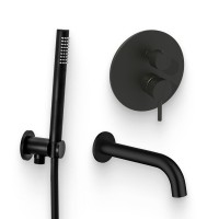 Душевой комплект Смеситель Paffoni Light LIG018NO С ВНУТРЕННЕЙ ЧАСТЬЮ + Гарнитур Master ZDUP094NO + Излив Allen Brau Priority 5.31018-31 чёрный матовый