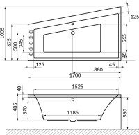 Акриловая ванна Excellent Sfera WAEX.SFL17.RELAX L 170x100 см, угловая, левая, встраиваемая, с гидромассажем, белая, асимметричная, с каркасом, со сливом-переливом