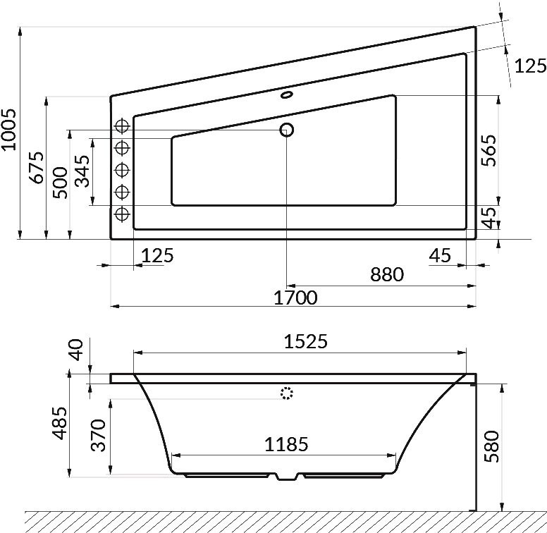 Акриловая ванна Excellent Sfera WAEX.SFL17.RELAX L 170x100 см, угловая, левая, встраиваемая, с гидромассажем, белая, асимметричная, с каркасом, со сливом-переливом
