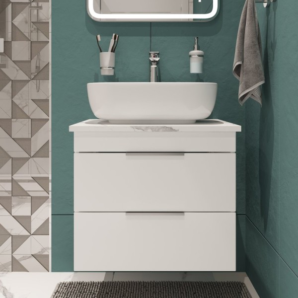 Тумба под раковину со столешницей STWORKI Копенгаген 60 белая, матовая белая