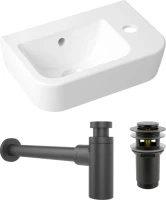 Комплект Раковина маленькая Lavinia Boho One 33310001R + Донный клапан Wellsee Drainage System 182130000 матовый черный + Сифон 182105000 матовый черный