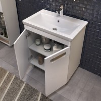 Мебель для ванной комнаты Vigo Plaza 60 напольная, 2 дверцы, белая, раковина Como 60