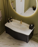 Мебельная раковина Belux Анжело 112 накладная, глянцевая белая, прямоугольная, искусственный мрамор