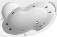 Акриловая ванна Radomir Vannesa Massage Ирма 2-77-2-1-9-217 актив, L 170x110 см, угловая, левая, пристенная, с гидромассажем, белая, асимметричная, с каркасом, с экраном, с сиденьем, со сливом-переливом