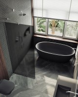 Душевая перегородка Maybahglass MGD-694-5у 89 см, профиль хром матовый, стекло графит матовое