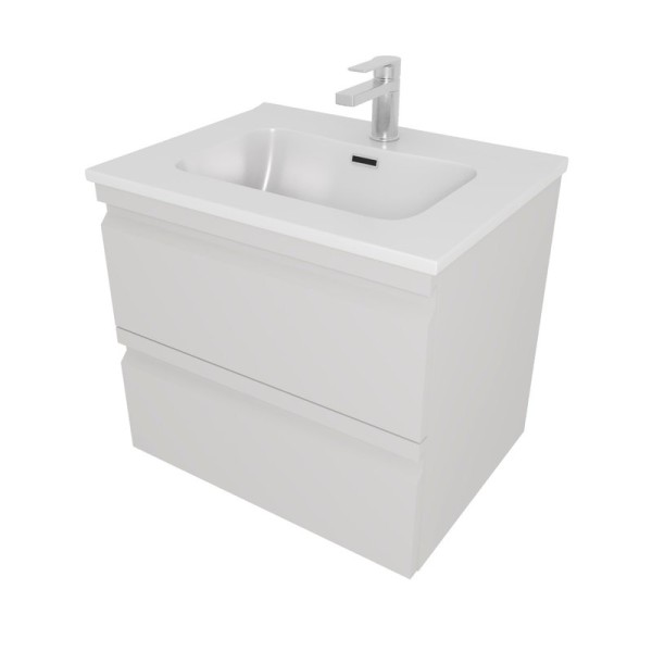 Тумба с раковиной AQUATEK Вега 60 подвесная, 2 ящика, серый туман