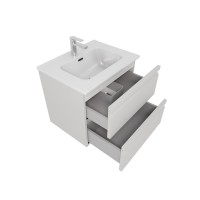 Тумба с раковиной AQUATEK Вега 60 подвесная, 2 ящика, серый туман