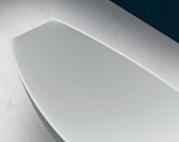 Ванна из искусственного камня Abber Stein AS9610 180x80 см, отдельностоящая, матовая белая, на ножках, с донным клапаном, фурнитура белая